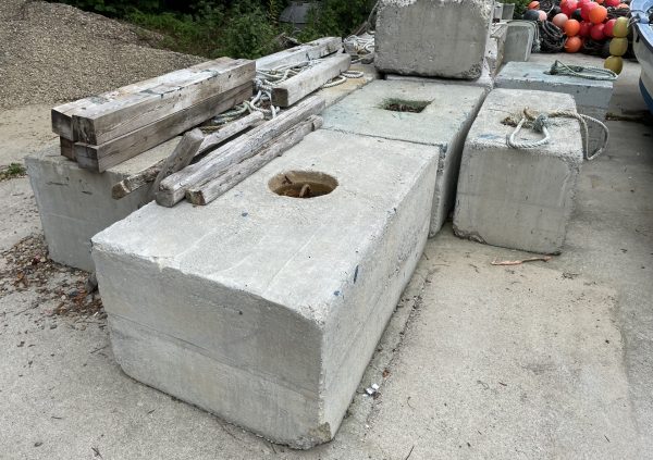 Storage of concrete blocks ready to be deployed at farm site in Japan.
