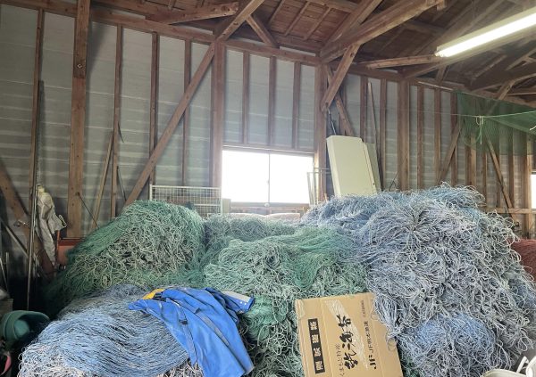 Storing culture nets for next grow out cycle in Japan.