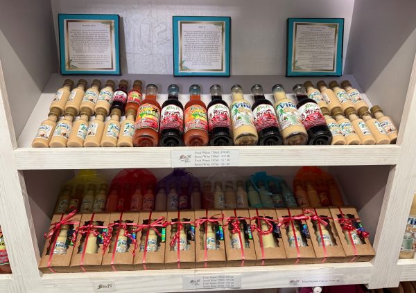 St Vincente: Locally branded sea moss drinks and sauces arranged for sale in a retail outlet in St Vincente.