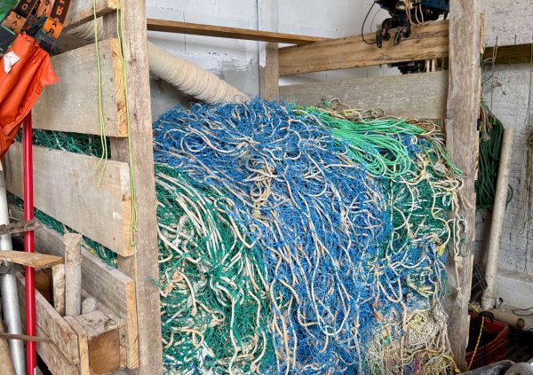 Brazil: Bulk storage of polypropylene ropes in a farming shed, where line is purchased by weight for cost efficiency.